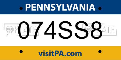 074SS8 Pennsylvania License Plate