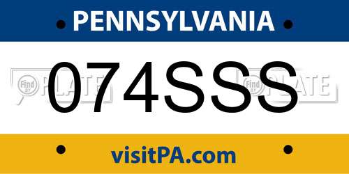 074SSS Pennsylvania License Plate