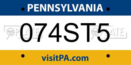 074ST5 Pennsylvania License Plate