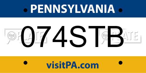 074STB Pennsylvania License Plate