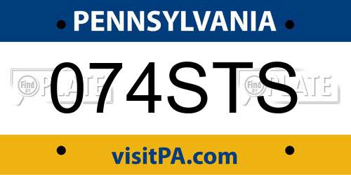 074STS Pennsylvania License Plate