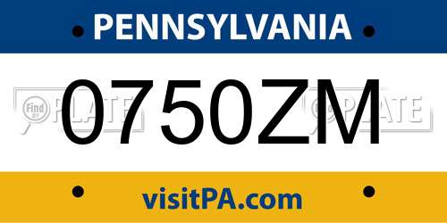0750ZM Pennsylvania License Plate