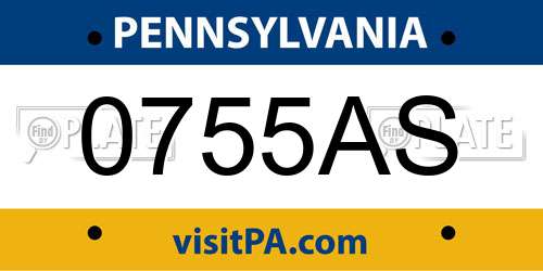 0755AS Pennsylvania License Plate