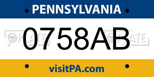 0758AB Pennsylvania License Plate