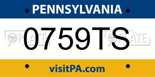 0759TS Pennsylvania License Plate