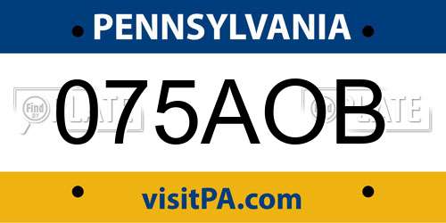 075AOB Pennsylvania License Plate