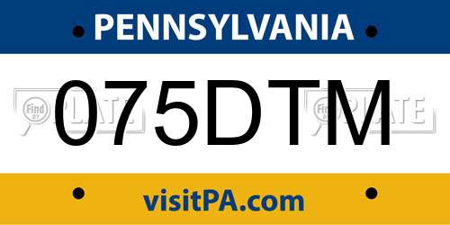 075DTM Pennsylvania License Plate