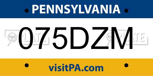 075DZM Pennsylvania License Plate