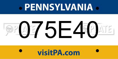 075E40 Pennsylvania License Plate
