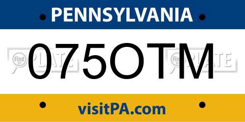 075OTM Pennsylvania License Plate