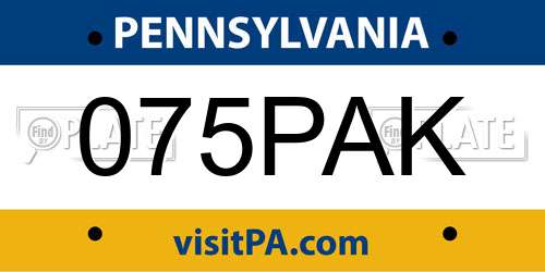 075PAK Pennsylvania License Plate