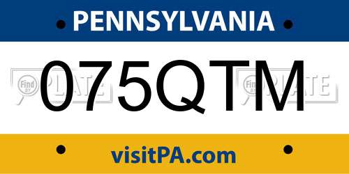 075QTM Pennsylvania License Plate
