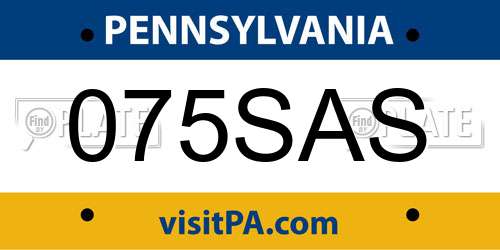 075SAS Pennsylvania License Plate