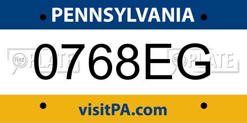 0768EG Pennsylvania License Plate