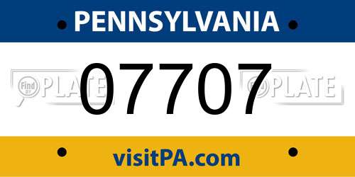 07707 Pennsylvania License Plate