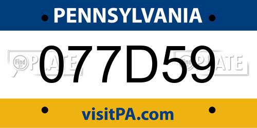 077D59 Pennsylvania License Plate