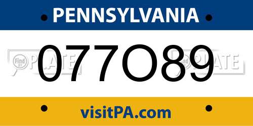 077O89 Pennsylvania License Plate