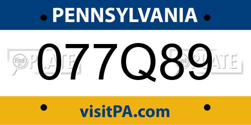 077Q89 Pennsylvania License Plate