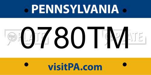 0780TM Pennsylvania License Plate