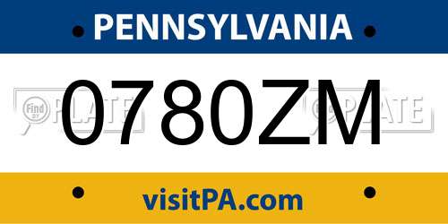 0780ZM Pennsylvania License Plate