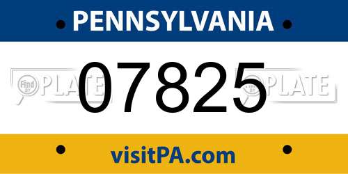 07825 Pennsylvania License Plate