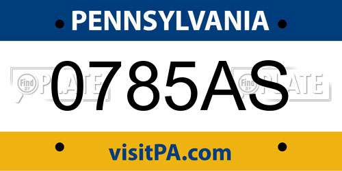 0785AS Pennsylvania License Plate