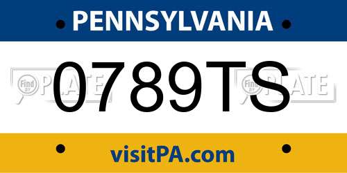 0789TS Pennsylvania License Plate