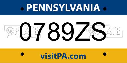 0789ZS Pennsylvania License Plate