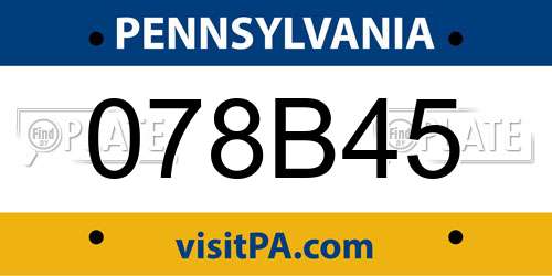 078B45 Pennsylvania License Plate