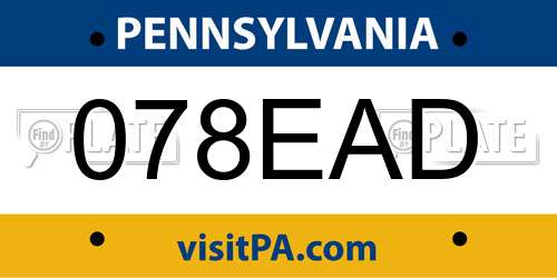 078EAD Pennsylvania License Plate