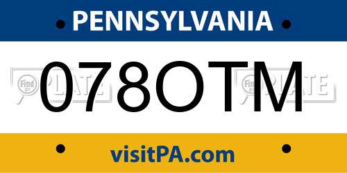 078OTM Pennsylvania License Plate