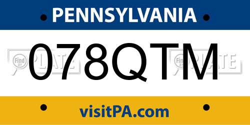 078QTM Pennsylvania License Plate