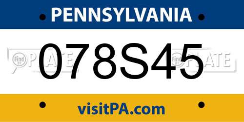 078S45 Pennsylvania License Plate