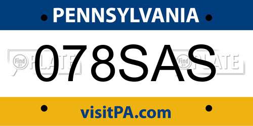 078SAS Pennsylvania License Plate