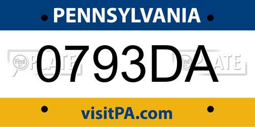 0793DA Pennsylvania License Plate