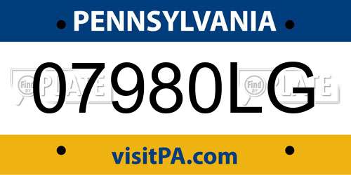 07980LG Pennsylvania License Plate
