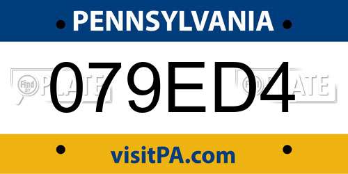 079ED4 Pennsylvania License Plate