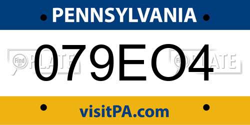 079EO4 Pennsylvania License Plate