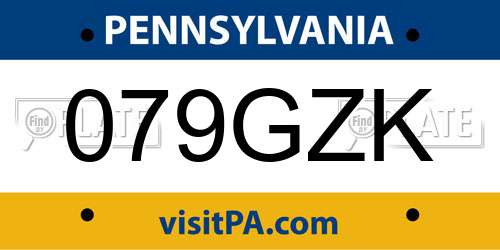 079GZK Pennsylvania License Plate