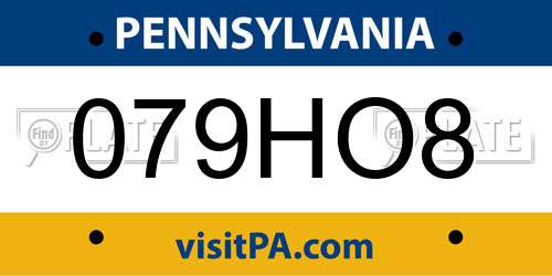 079HO8 Pennsylvania License Plate