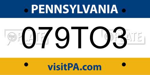 079TO3 Pennsylvania License Plate