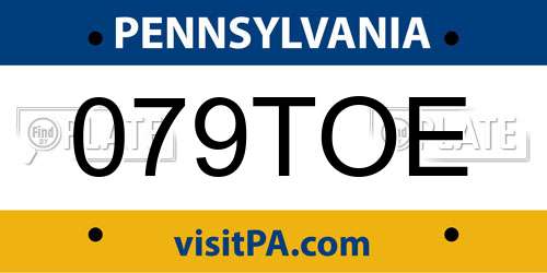 079TOE Pennsylvania License Plate