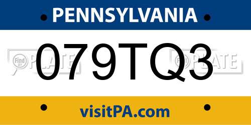 079TQ3 Pennsylvania License Plate