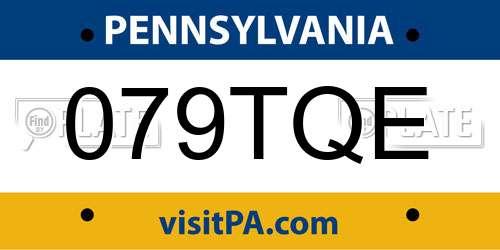079TQE Pennsylvania License Plate