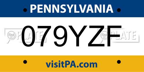 079YZF Pennsylvania License Plate