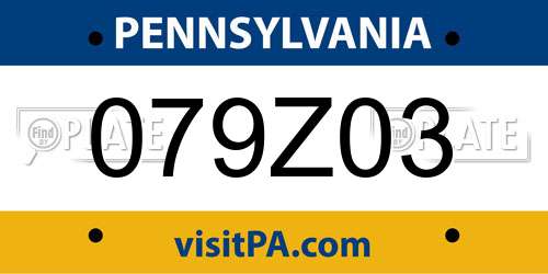 079Z03 Pennsylvania License Plate