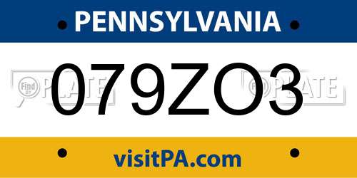 079ZO3 Pennsylvania License Plate