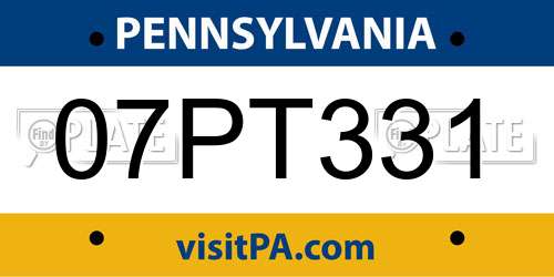 07PT331 Pennsylvania License Plate