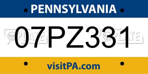 07PZ331 Pennsylvania License Plate
