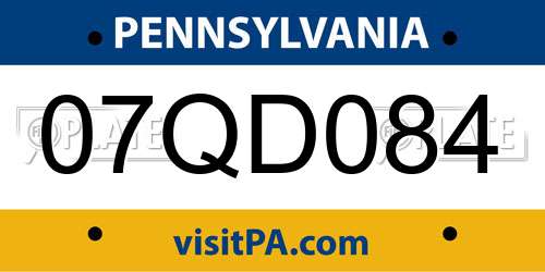 07QD084 Pennsylvania License Plate